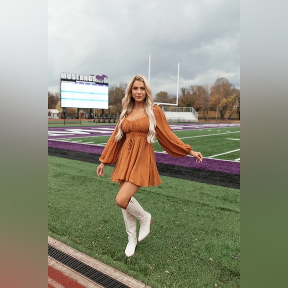 The Post Ali Romper Dress in Copper / Rust Orange Color in Size S - Picture 2 of 8